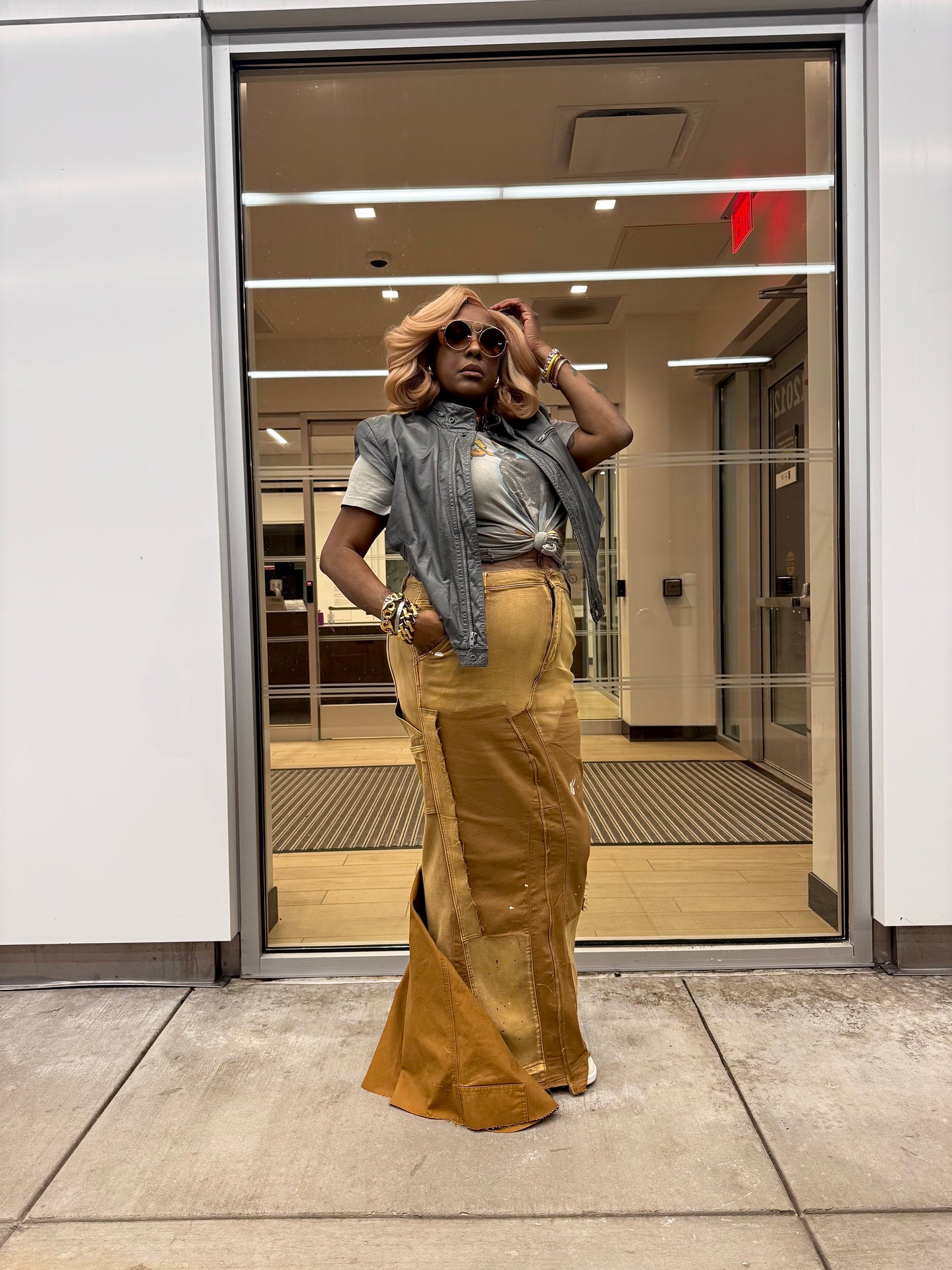 Distressed Butter Wheat Fishtail Skirt | Luxe Back Zip Couture