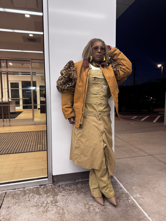 WW to Runway Leopard Puffy Sleeve Corset Style Cut Coat