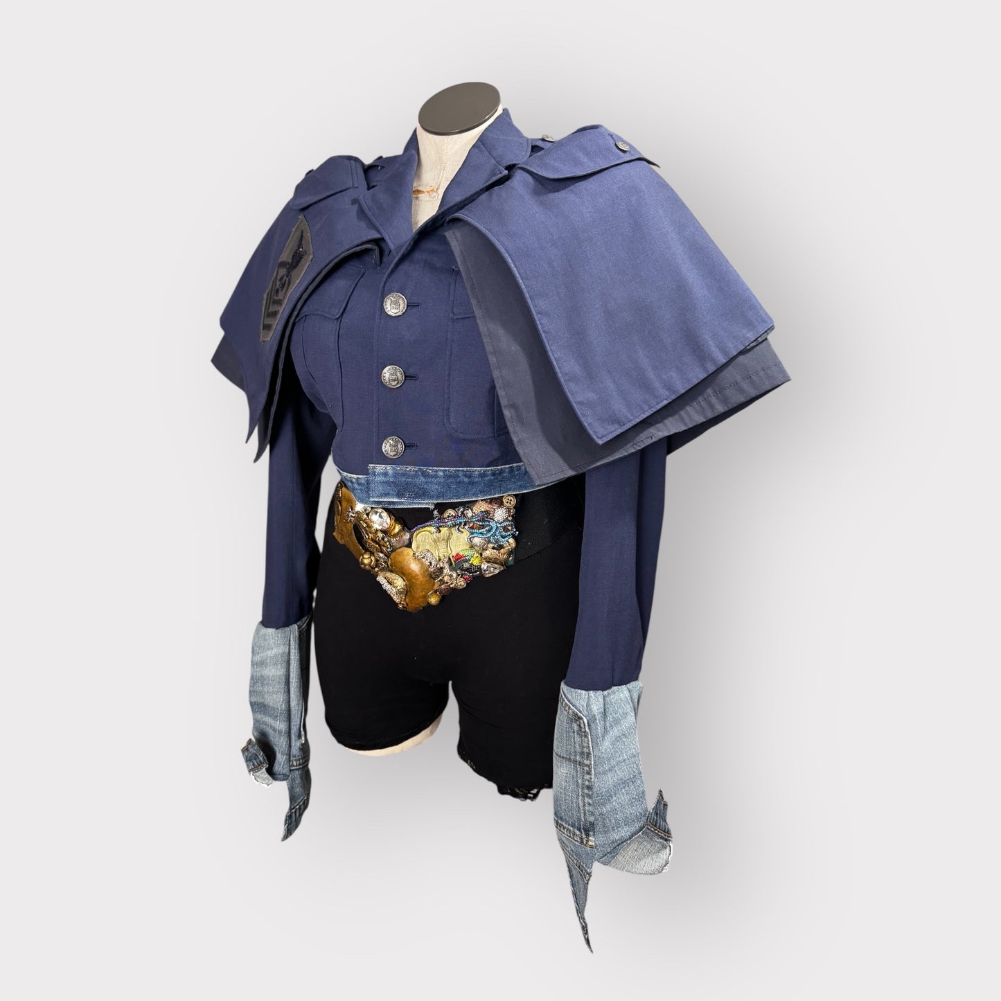 Couture Military Denim n Navy Cape Jacket