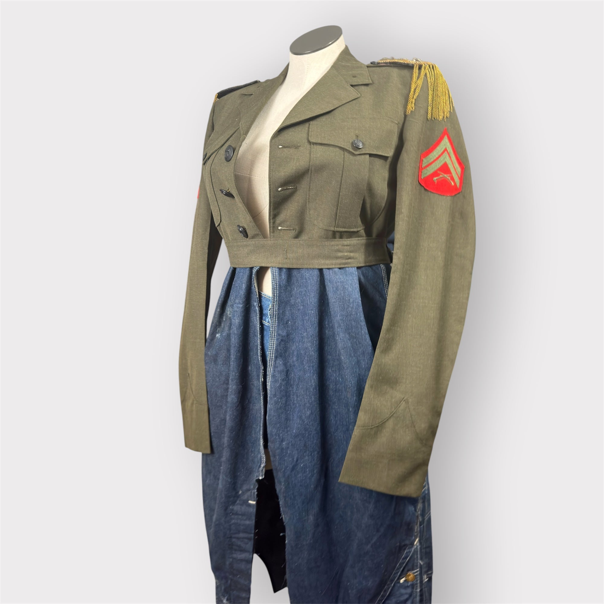 Military n Vintage Denim Tux Tail Duster