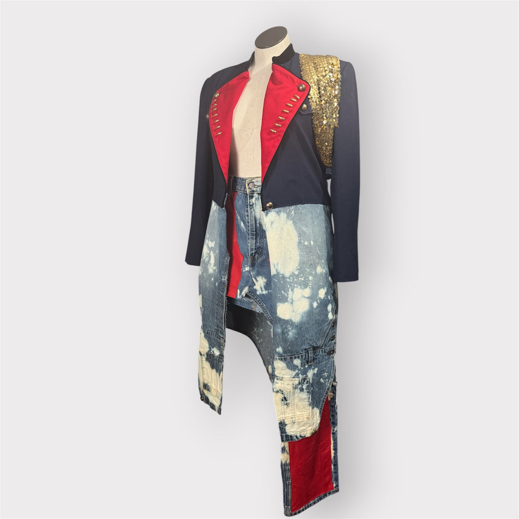 MJ Badd Military Couture n Distressed Denim Duster