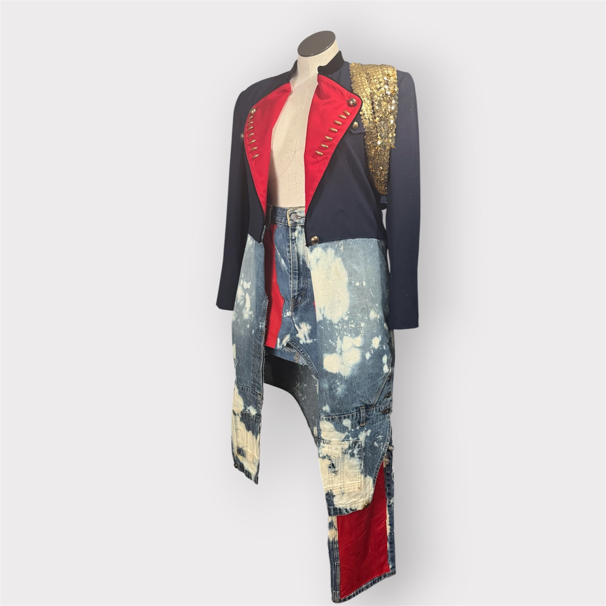 MJ Badd Military Couture n Distressed Denim Duster