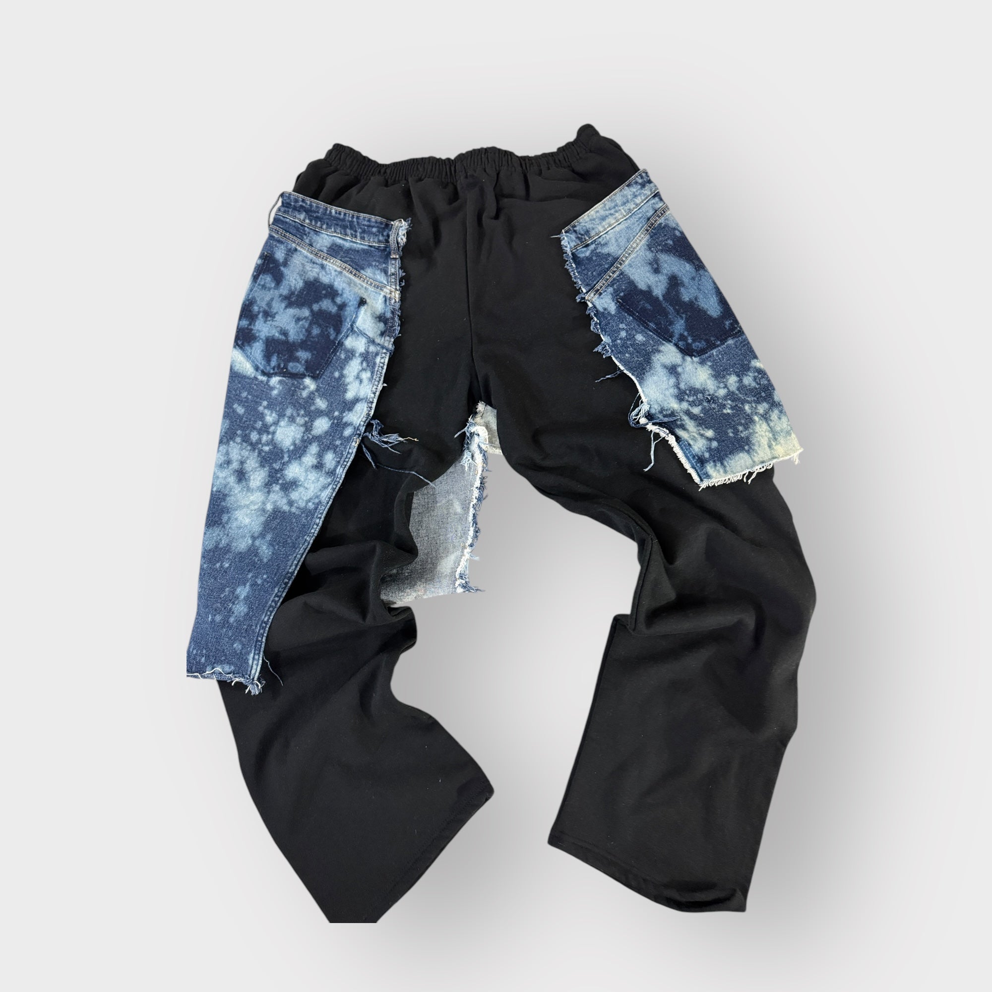 Denim Distressed Layover Joggers