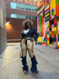Denim Couture Leather Pony Hair Jeans