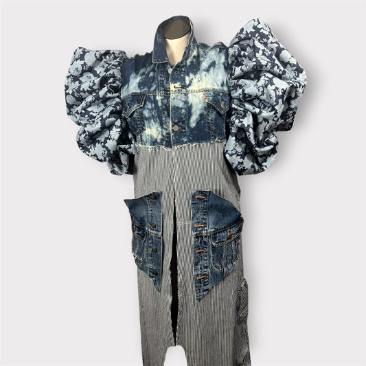 Tri Tones Denim Couture Sleeve Duster