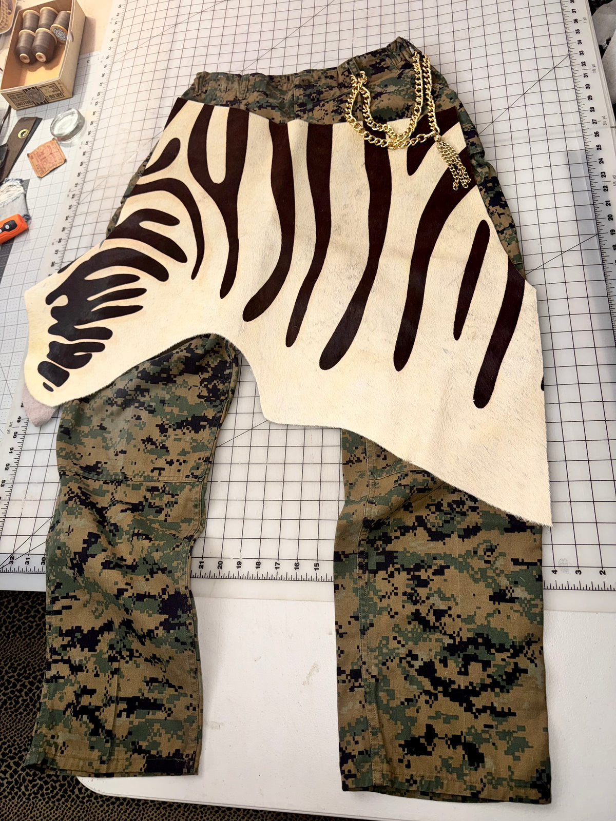 Exotic Pony Hair Overlay and Camo Cargos