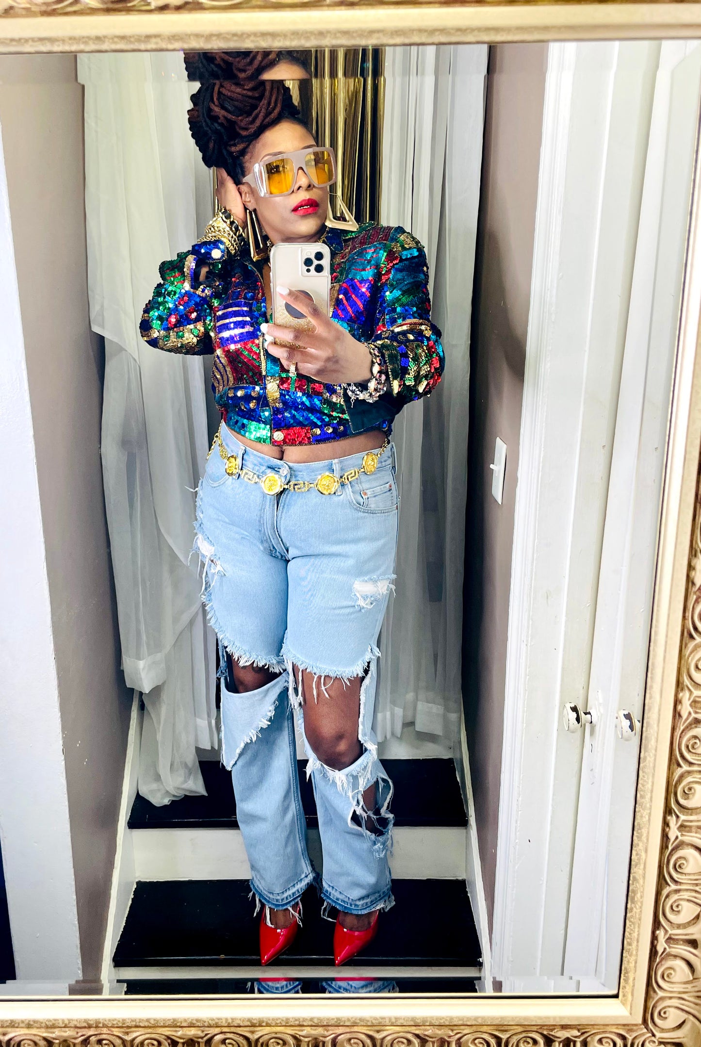 Distressed Vintage Denim Jeans