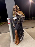 Ash Black Fringe Bermuda Shorts
