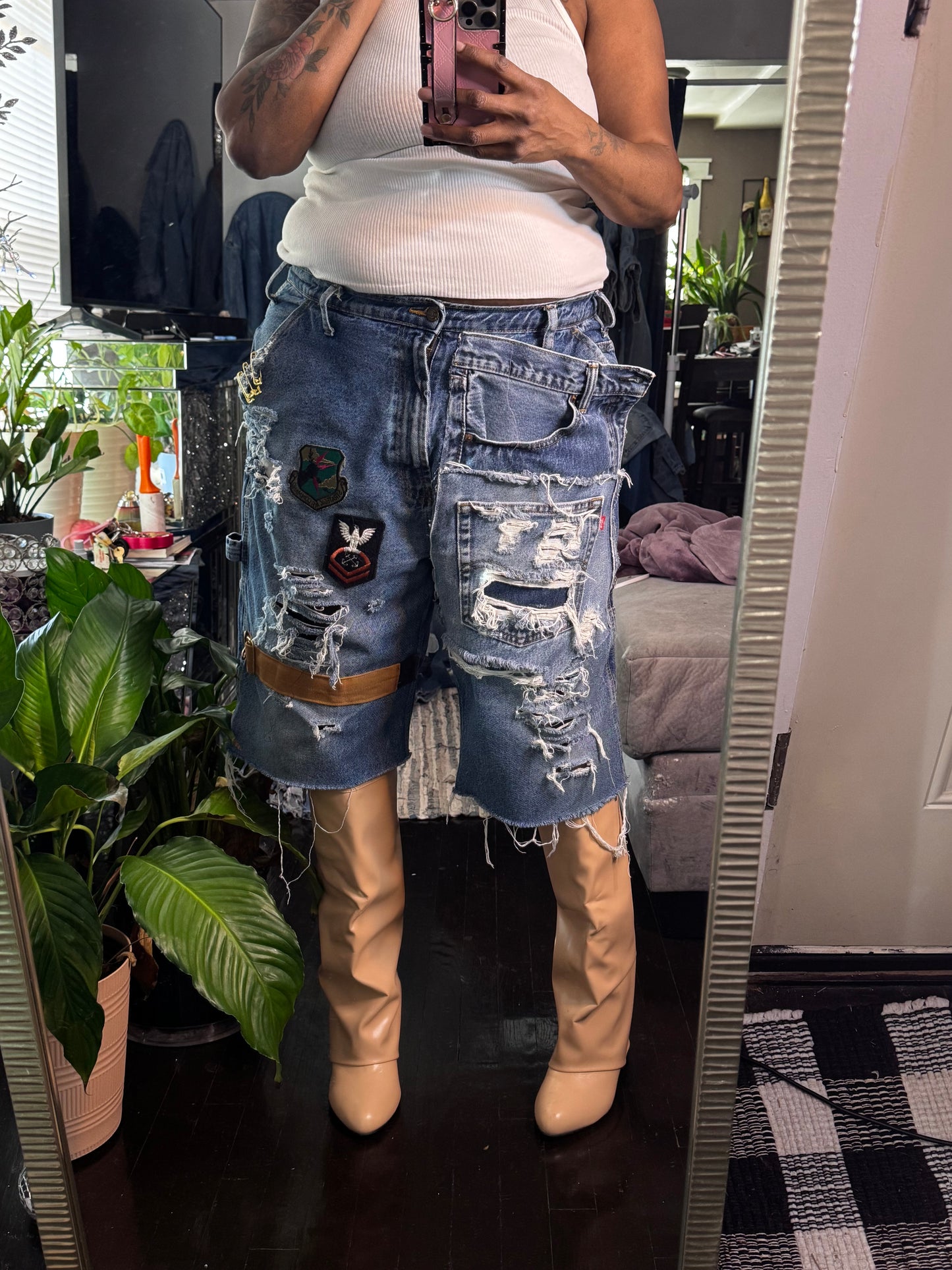 Distressed Denim Baggy Jorts