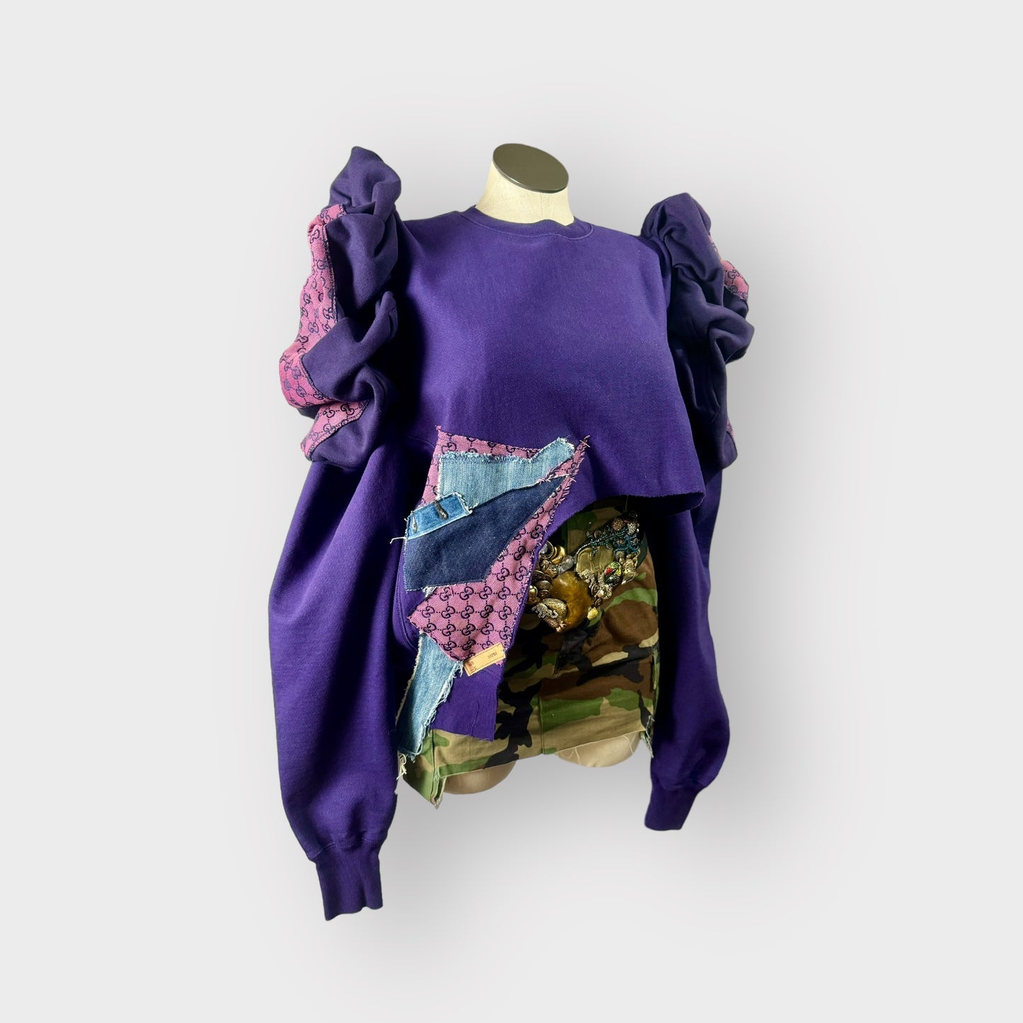 Luxe Asym. Puffy Sleeve Crewneck