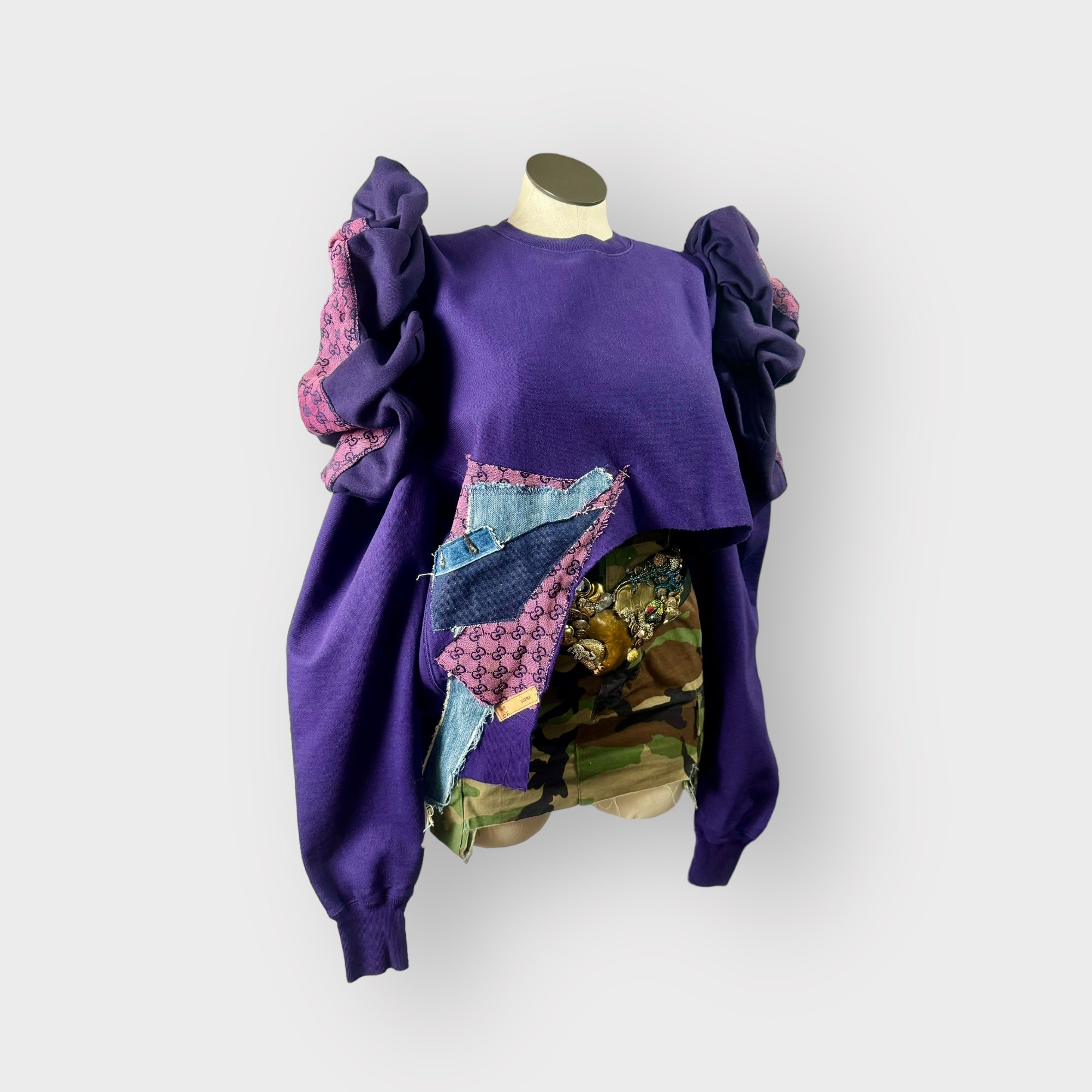Luxe Asym. Puffy Sleeve Crewneck