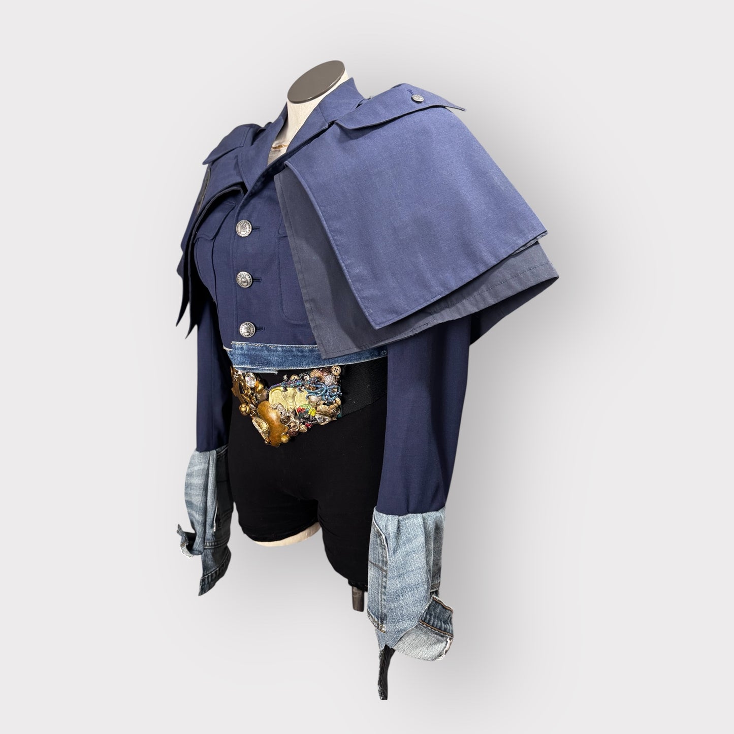 Couture Military Denim n Navy Cape Jacket