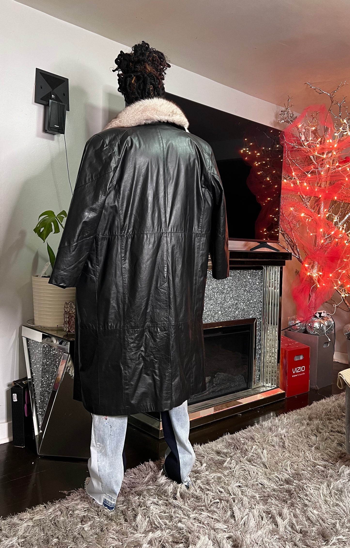 Leather Trench with Mink Trim