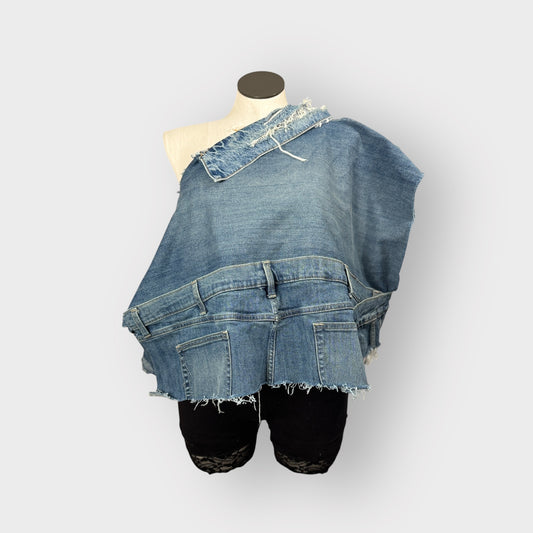 Off Shoulder Denim Poncho