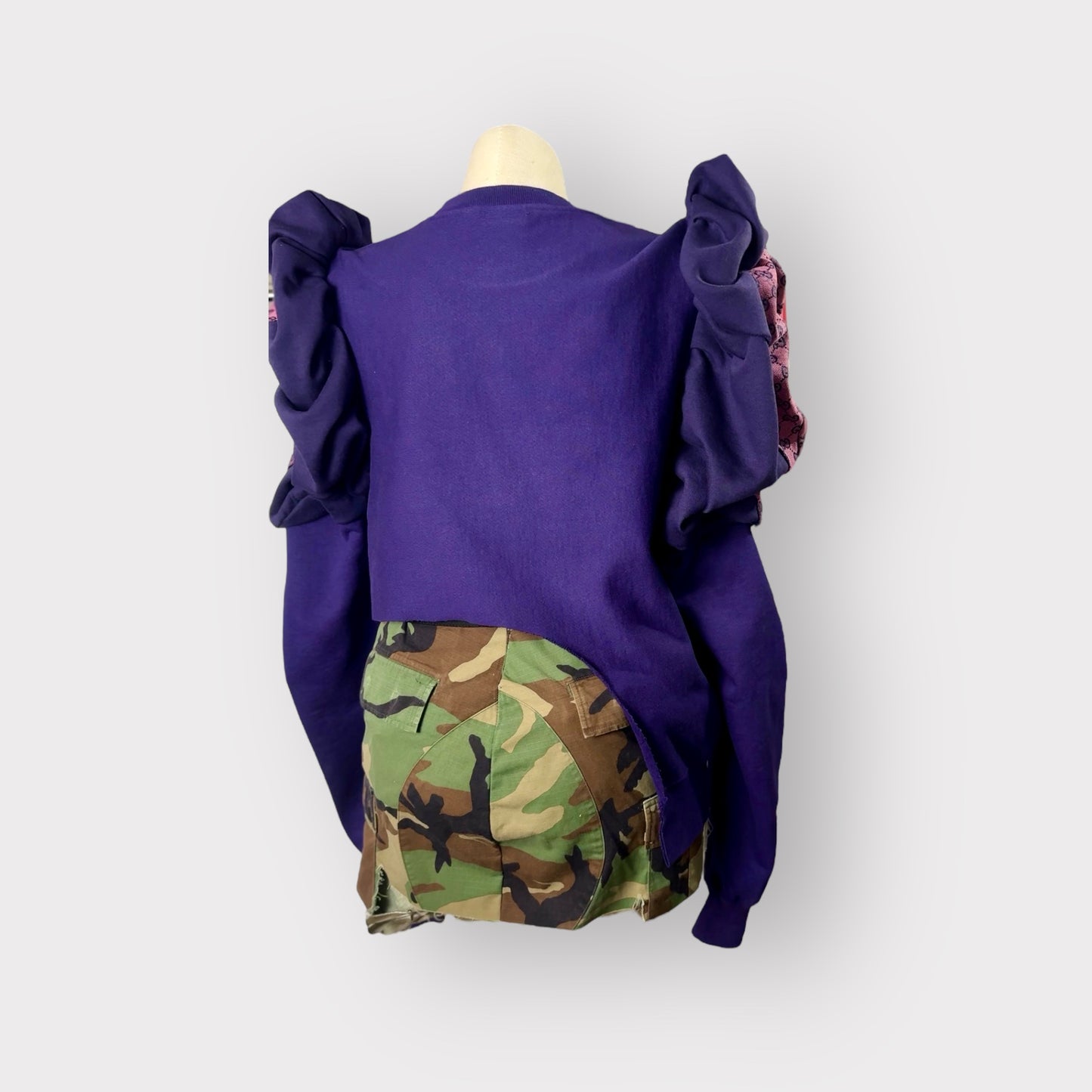 Luxe Asym. Puffy Sleeve Crewneck