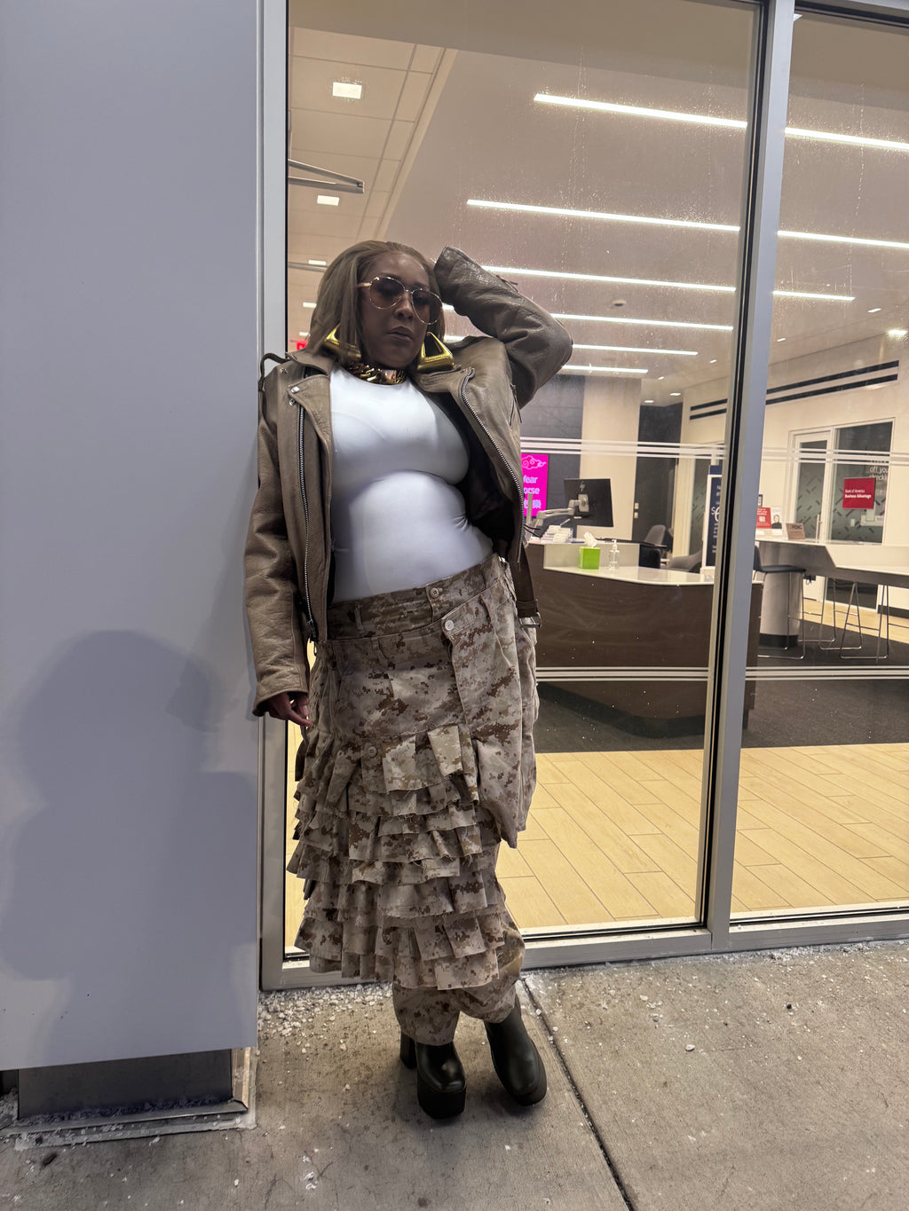 (Made to Order) Camo Couture Ruffle Overlay Cargos