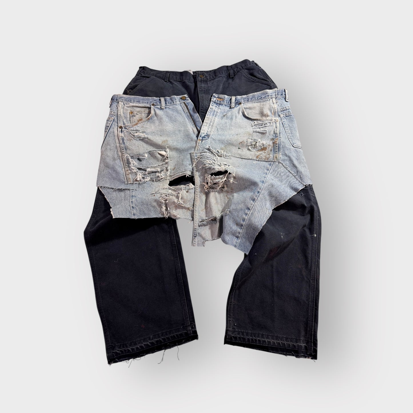 Destroyed Denim Overlay Carhart Cargos