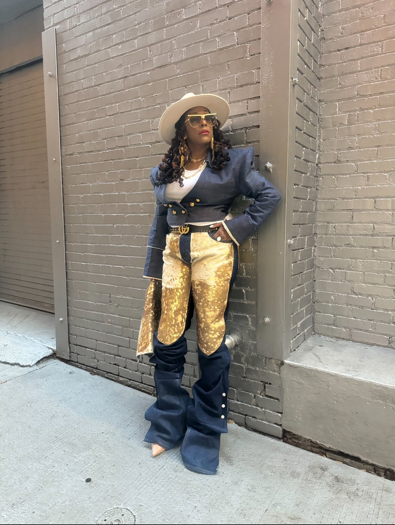 Couture Denim Metallic Pony Hair Jeans (Made to Order)
