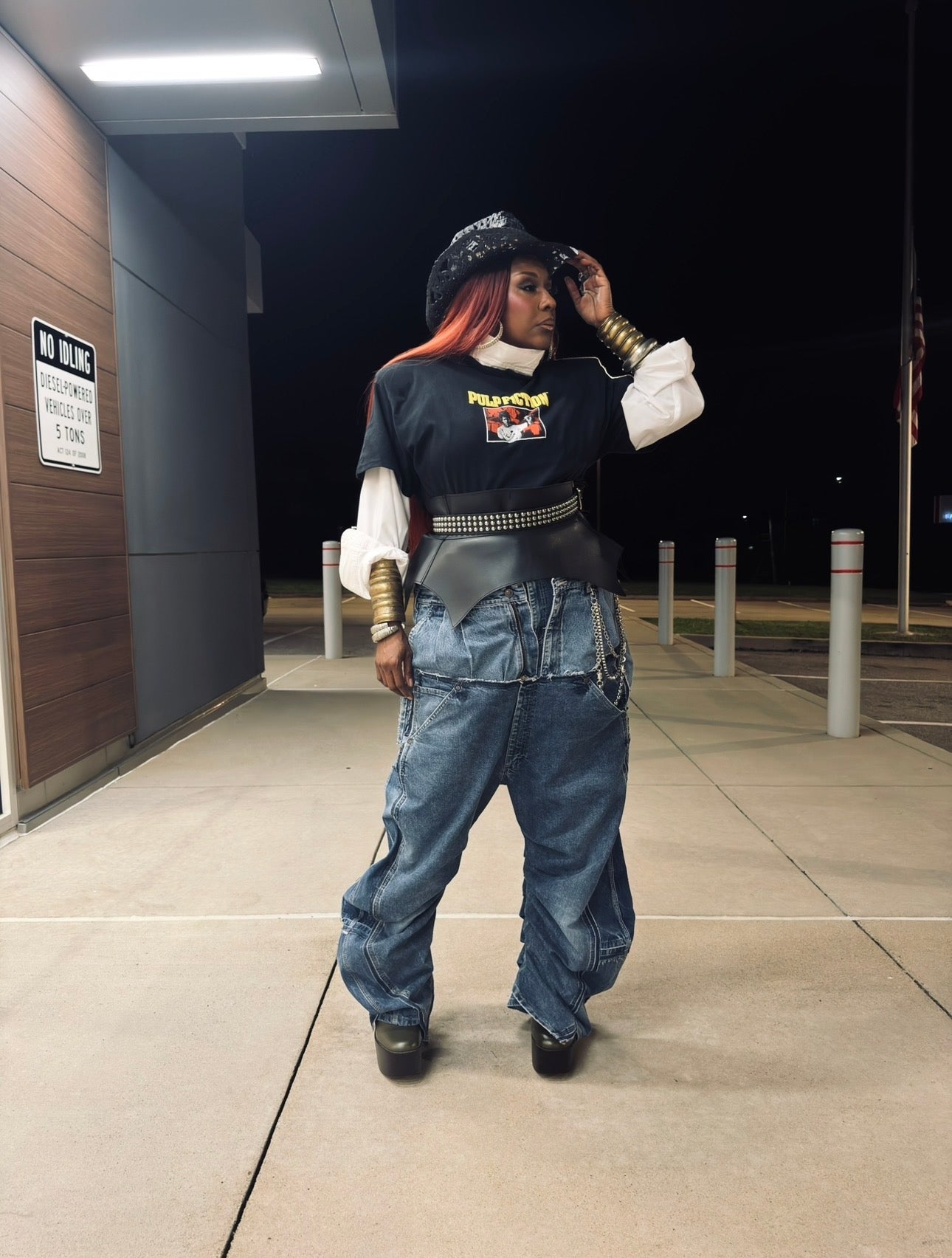 Triple Denim Drop Crotch Barrel Jeans