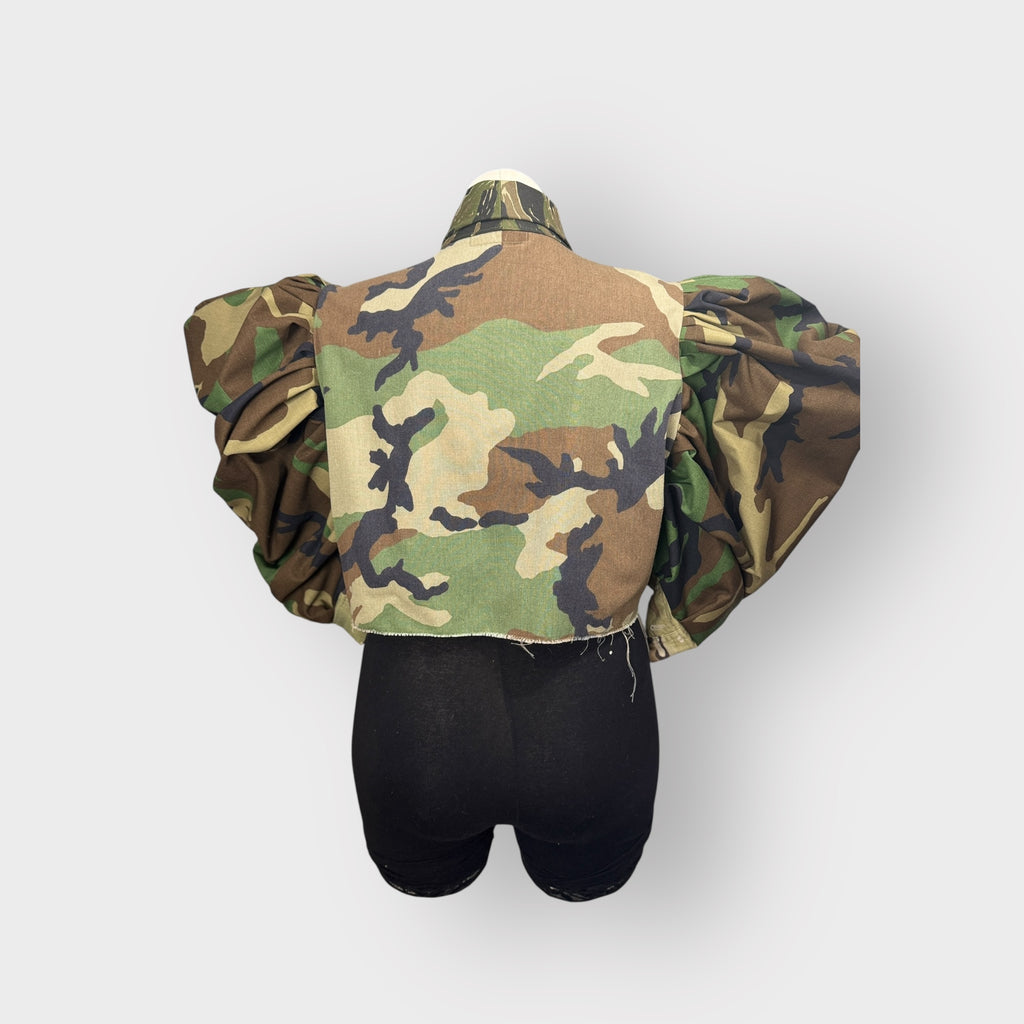 Cropped Couture Sleeve Power Bow Shacket