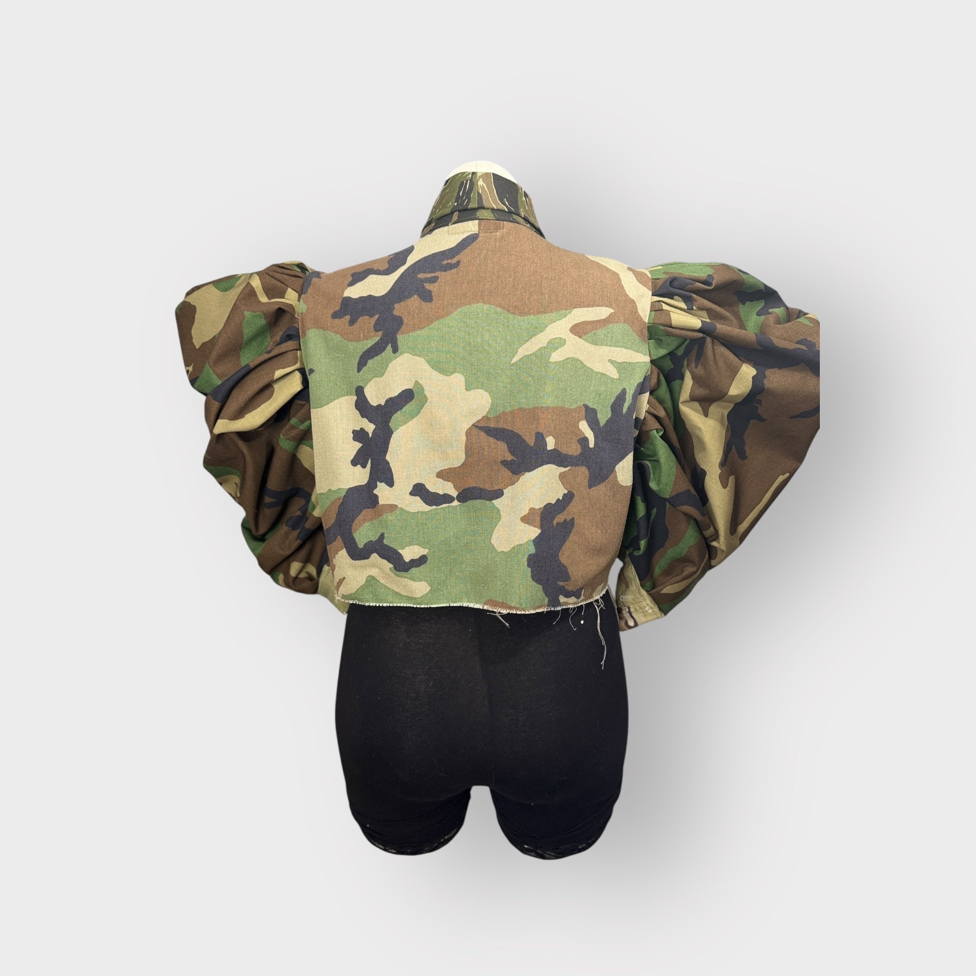 Cropped Couture Sleeve Power Bow Shacket