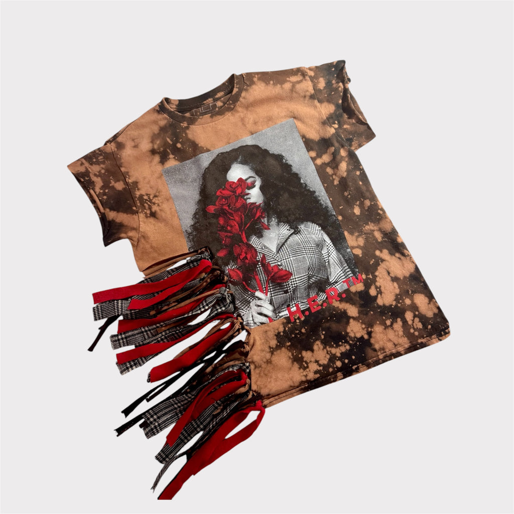 Rose Garden Distressed Fringe Tee