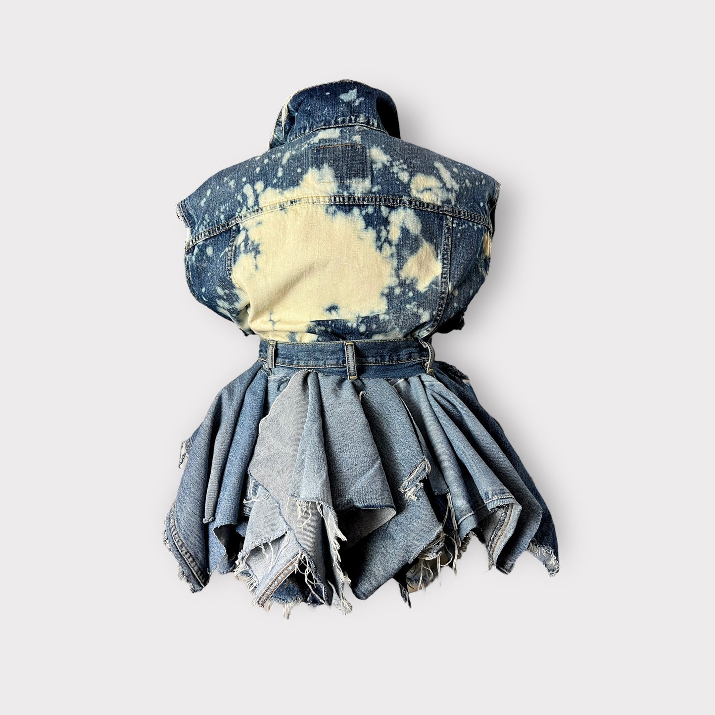 Distressed Denim Layered Peplum