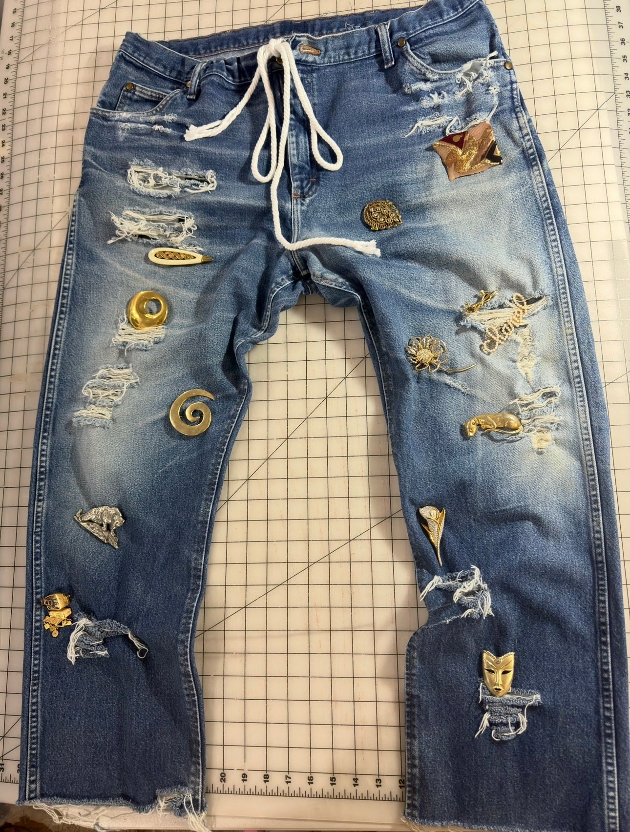 Distressed Western Broached Out Jean