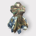 Distressed Denim n Camo Peplum