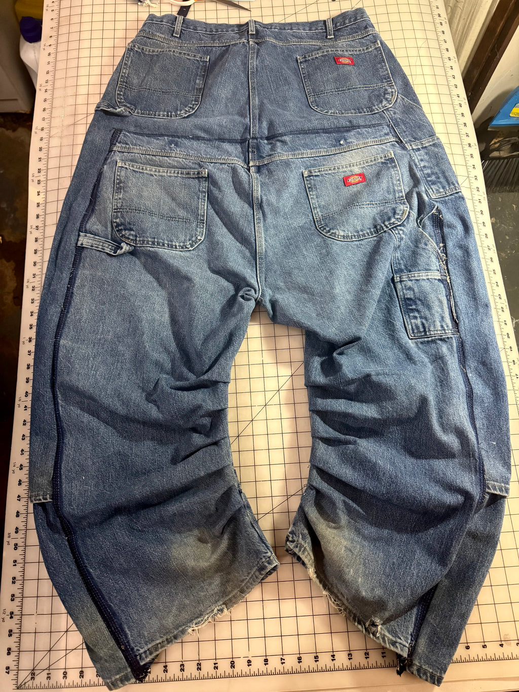 Triple Denim Baggy Cowgirl Couture Drop Crotch Denim Wide Leg Jeans