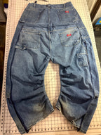 Triple Denim Baggy Cowgirl Couture Drop Crotch Denim Wide Leg Jeans