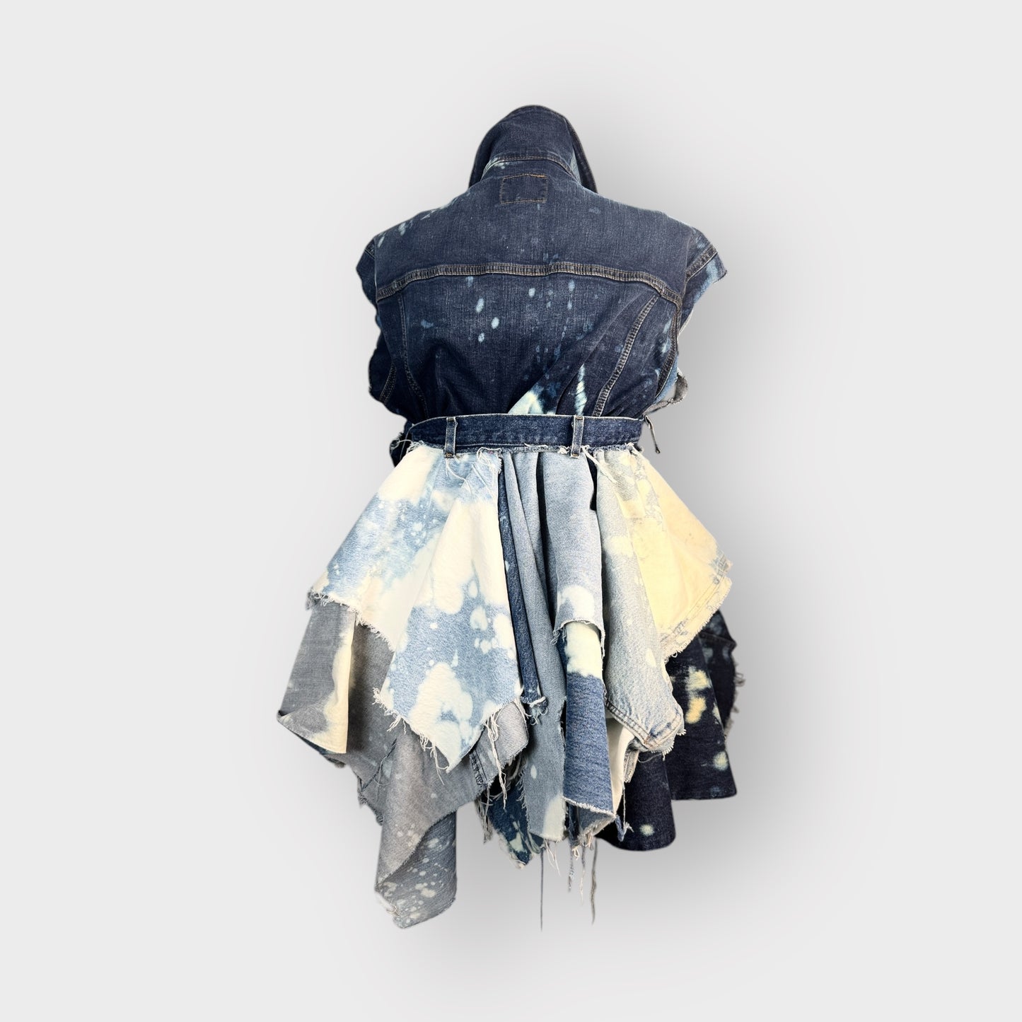 Distressed Multi Denim Peplum Dress