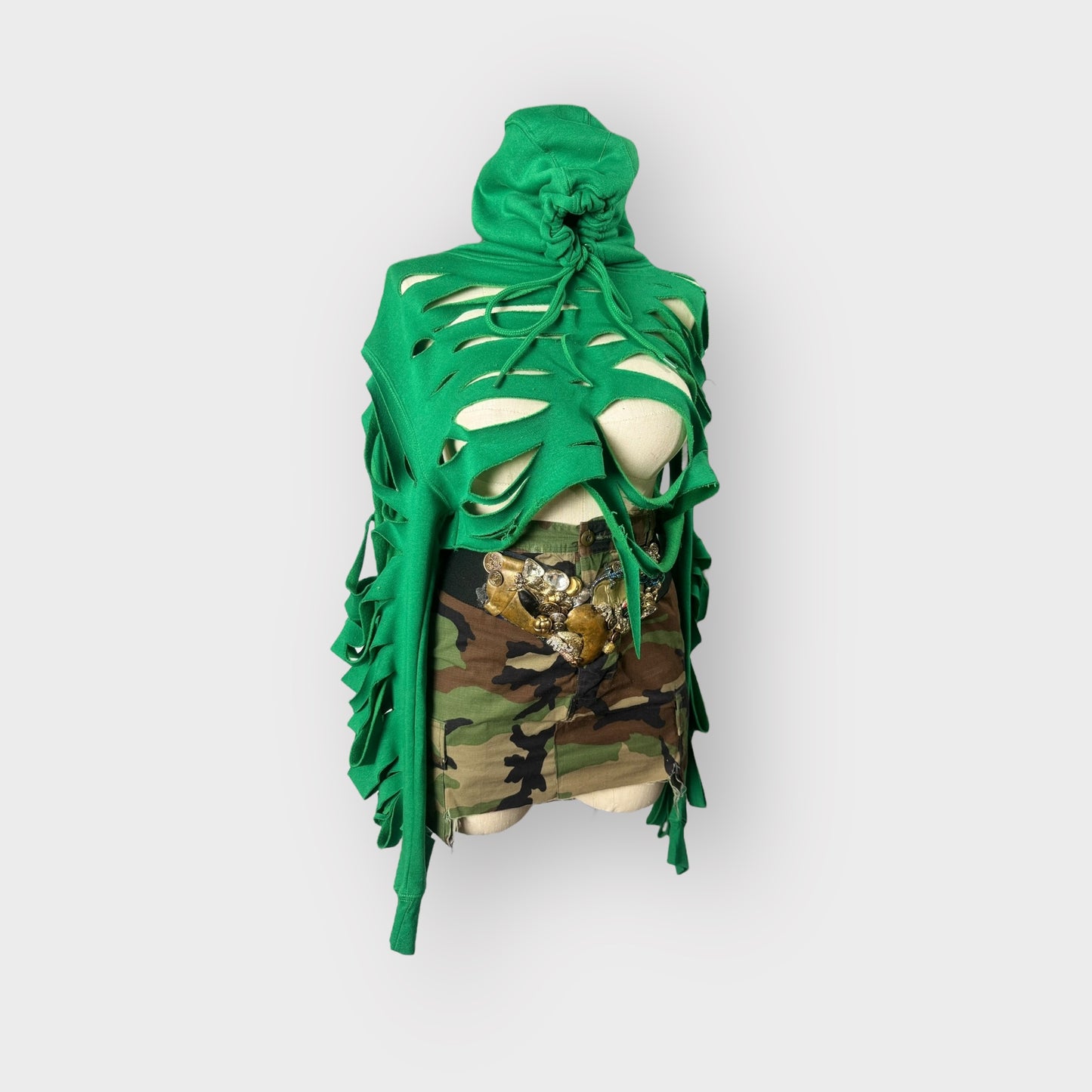 Distressed Cropped Hoodie