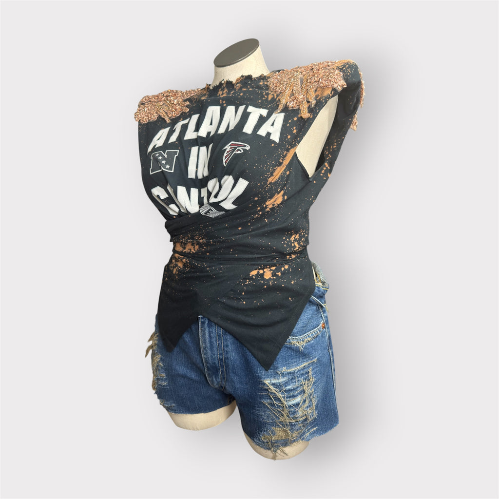 Distressed Sports Crystal Wrap Tee