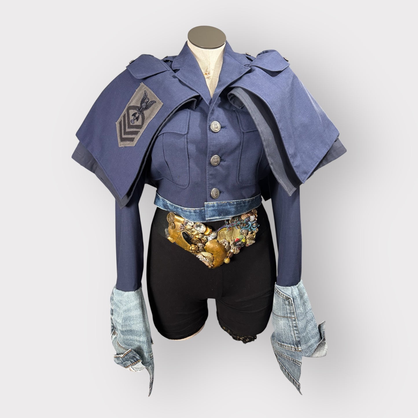 Couture Military Denim n Navy Cape Jacket