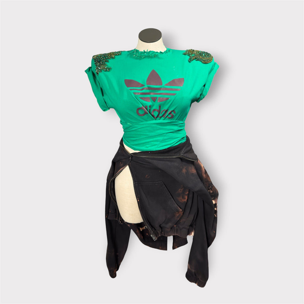 Bling Padded Shoulder Wrap Tee
