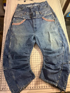 Triple Denim Baggy Cowgirl Couture Drop Crotch Denim Wide Leg Jeans