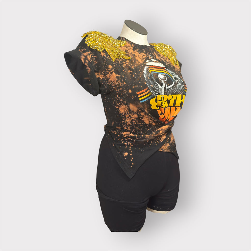 Luxe Edition Crystal Couture Shoulder Wrap Tee