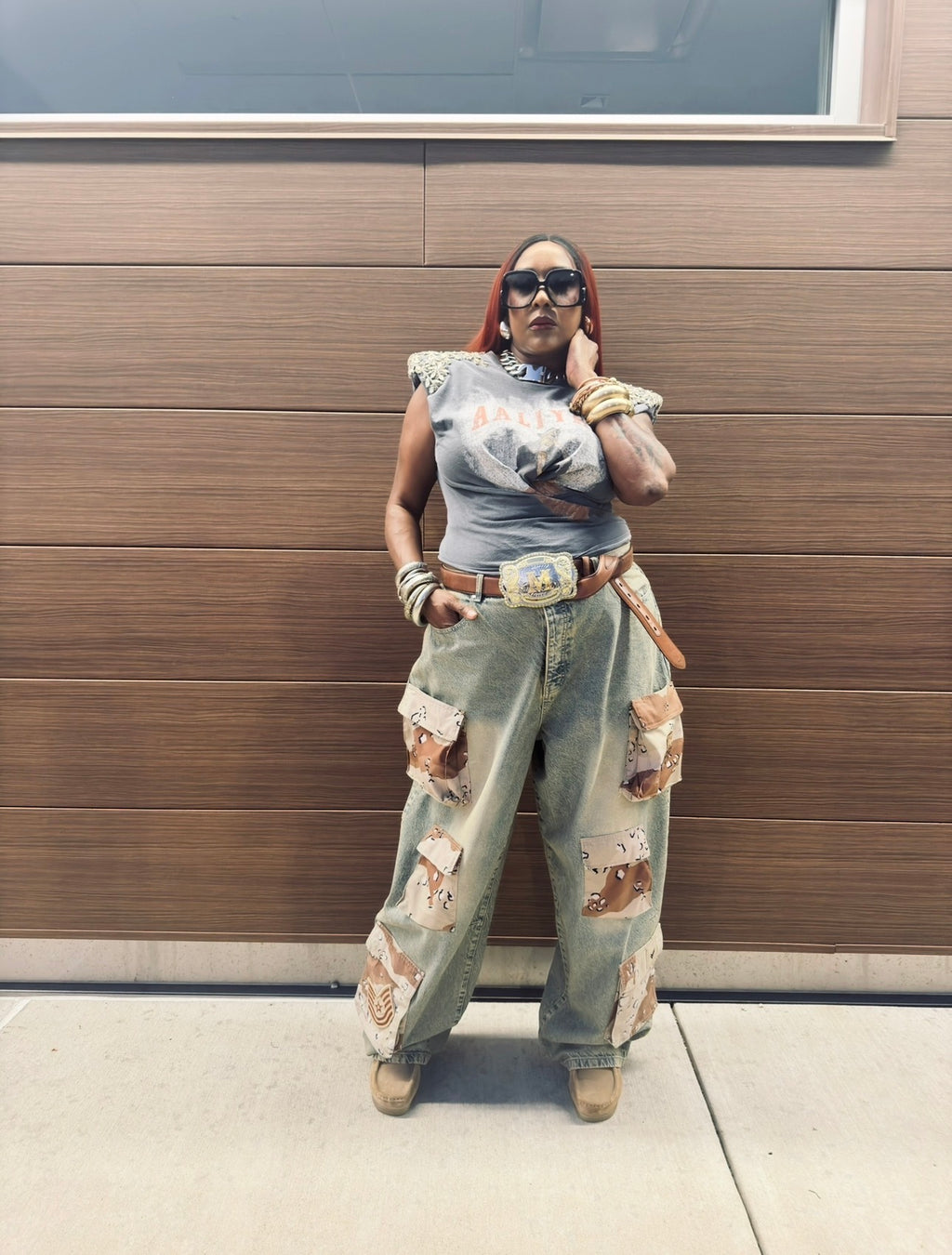 Camo Cargo Pocket Barrel Jean