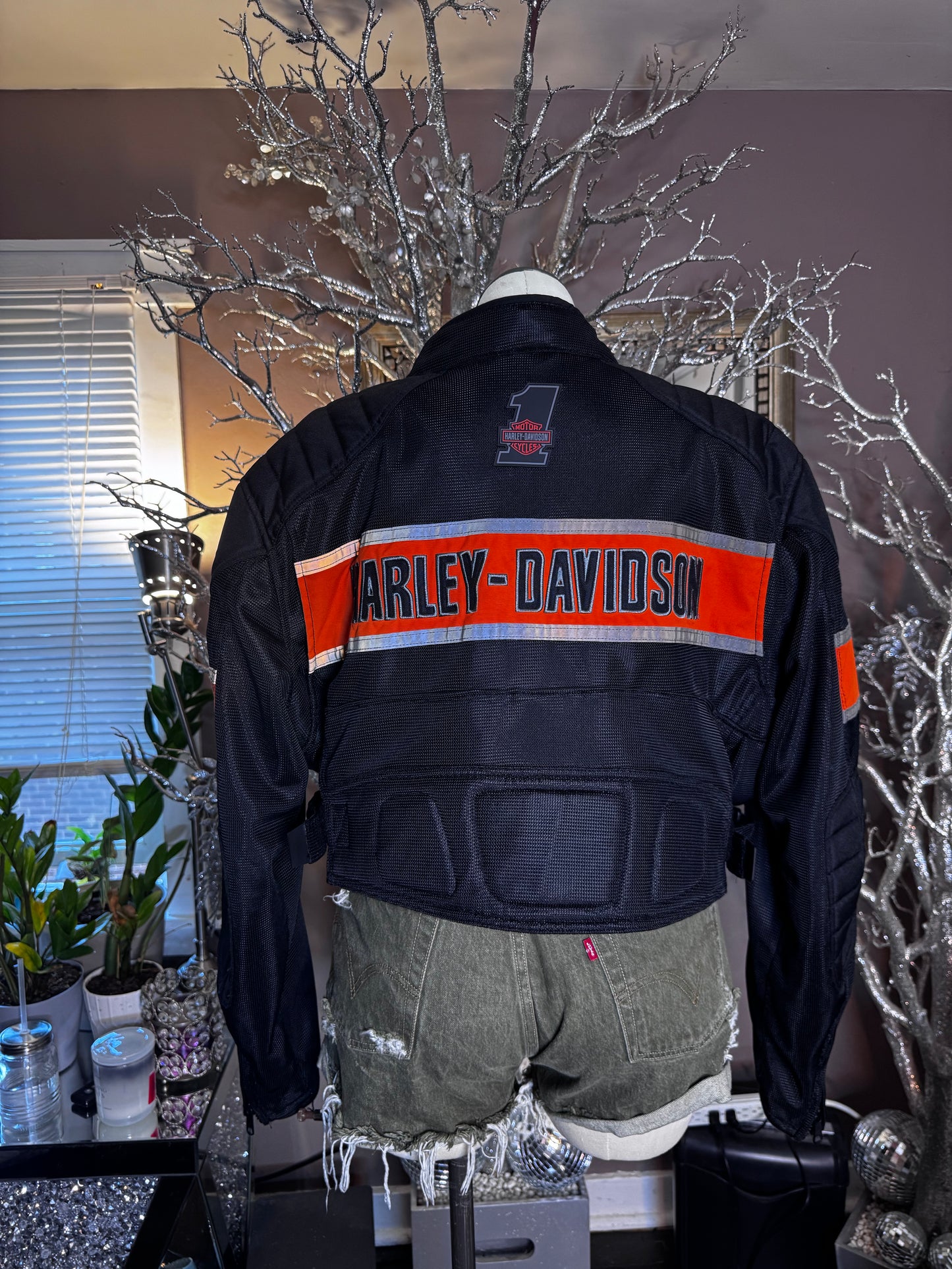 Custom Cropped Mesh Moto Jacket