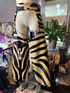 Custom Cowgirl Couture Zebra Cowhide Chaps with Exaggerated Fringe