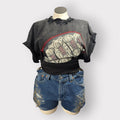 Ash Black Blinged Out Wrap Tee