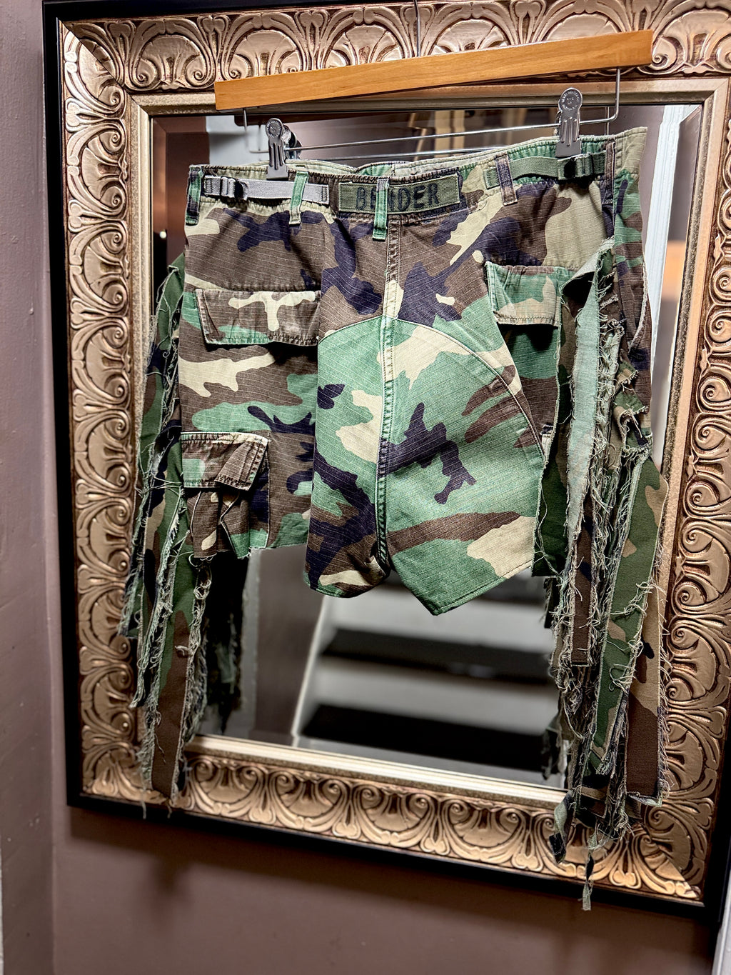 Fringe Camo Mini Shorts