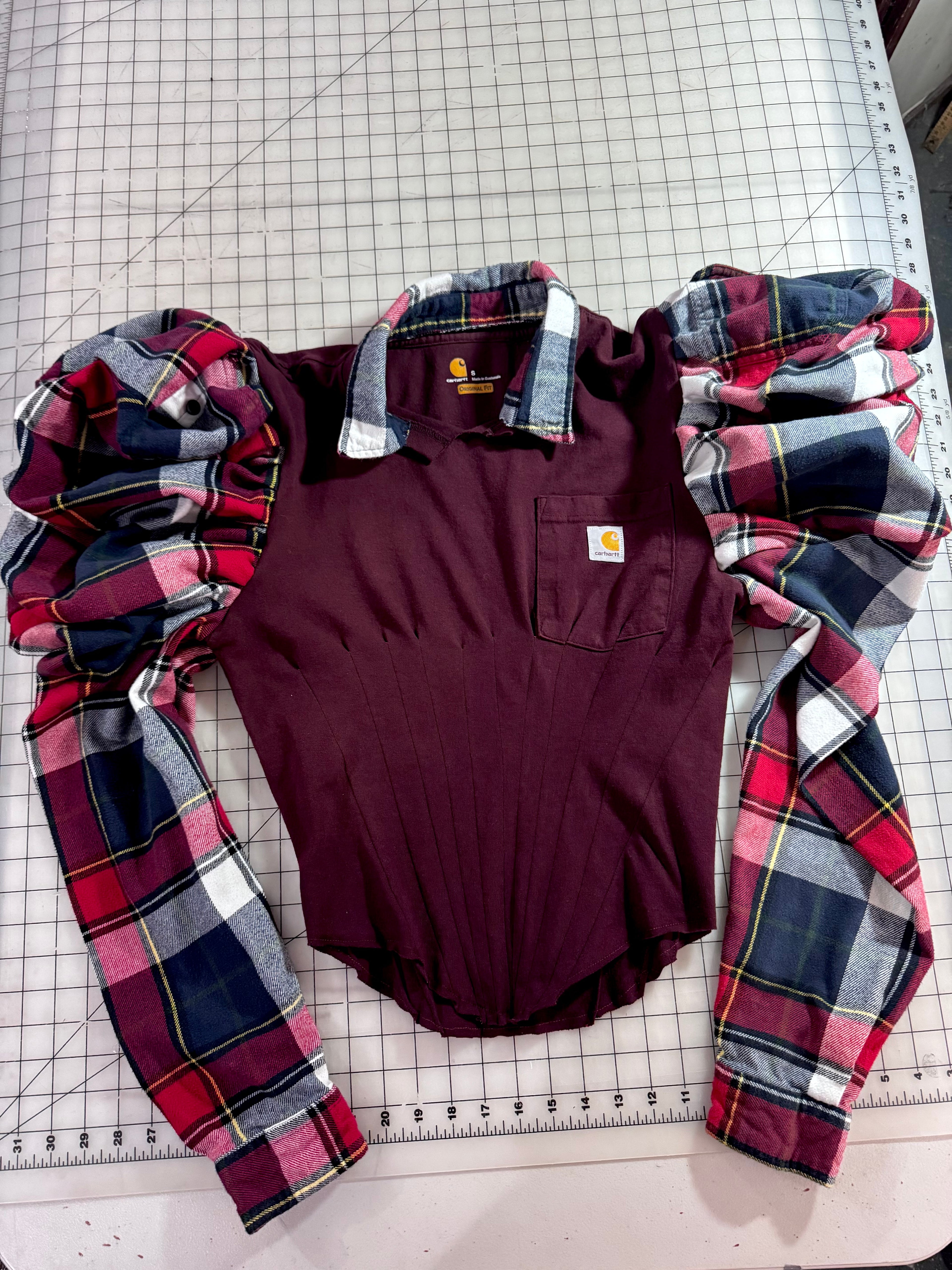 Workwear Corset Style Puff Sleeve Tee