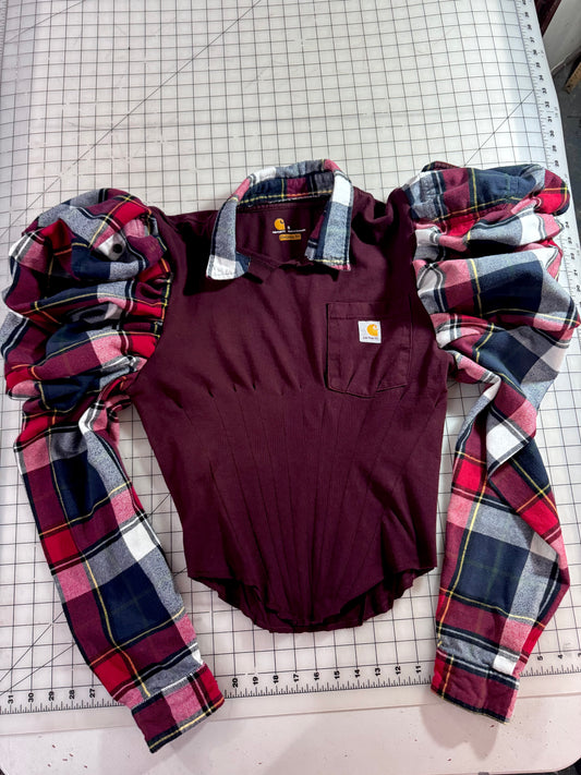 Workwear Corset Style Puff Sleeve Tee