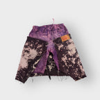 Distressed Denim Purple Overlay Drop Crotch Bermuda Style Joggers