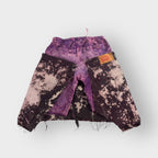 Distressed Denim Purple Overlay Drop Crotch Bermuda Style Joggers