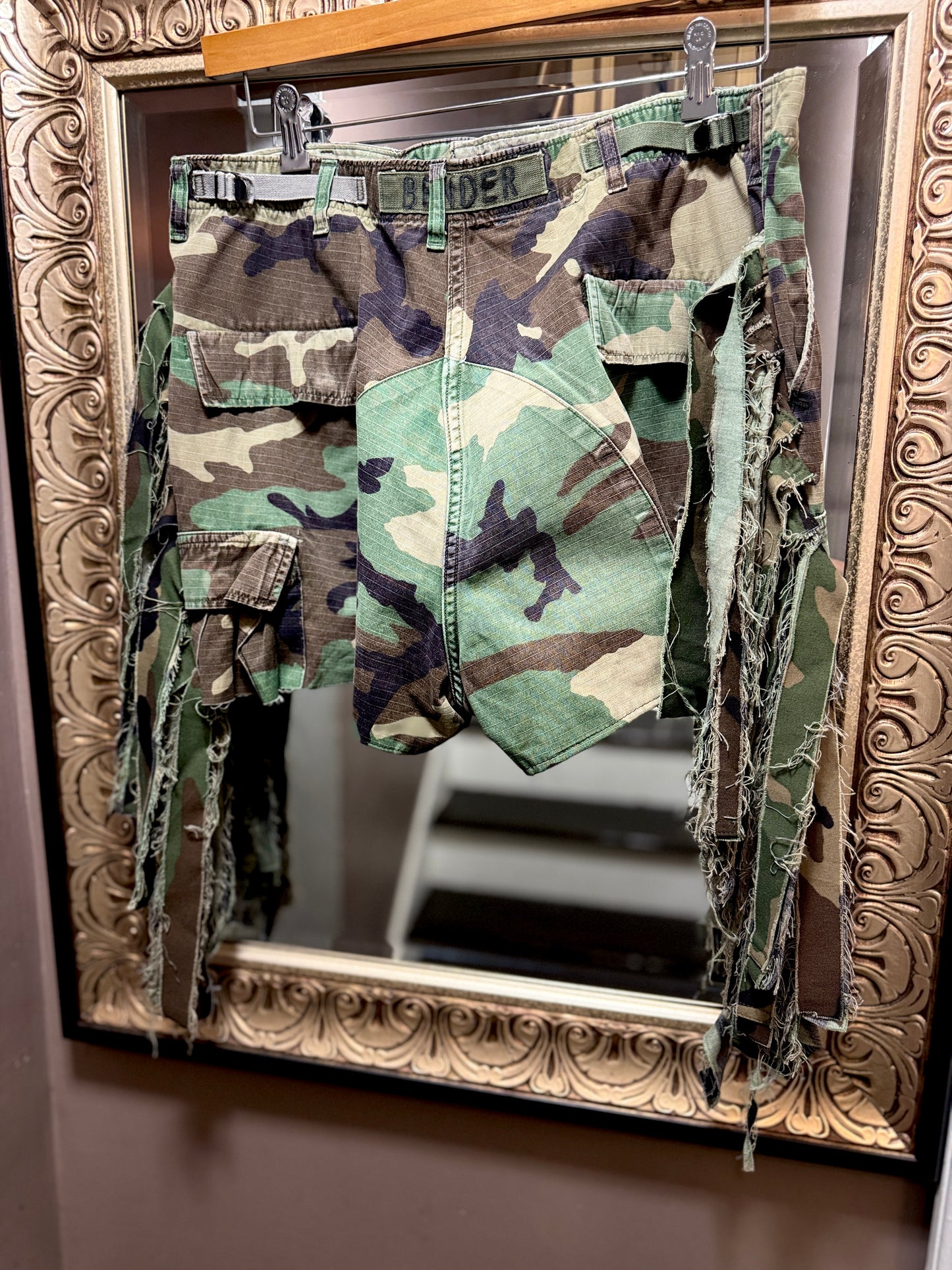 Fringe Camo Mini Shorts