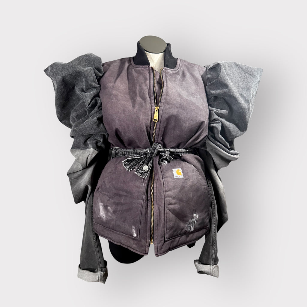 Ash Black Workwear to Runway Puffy Sleeve Coat