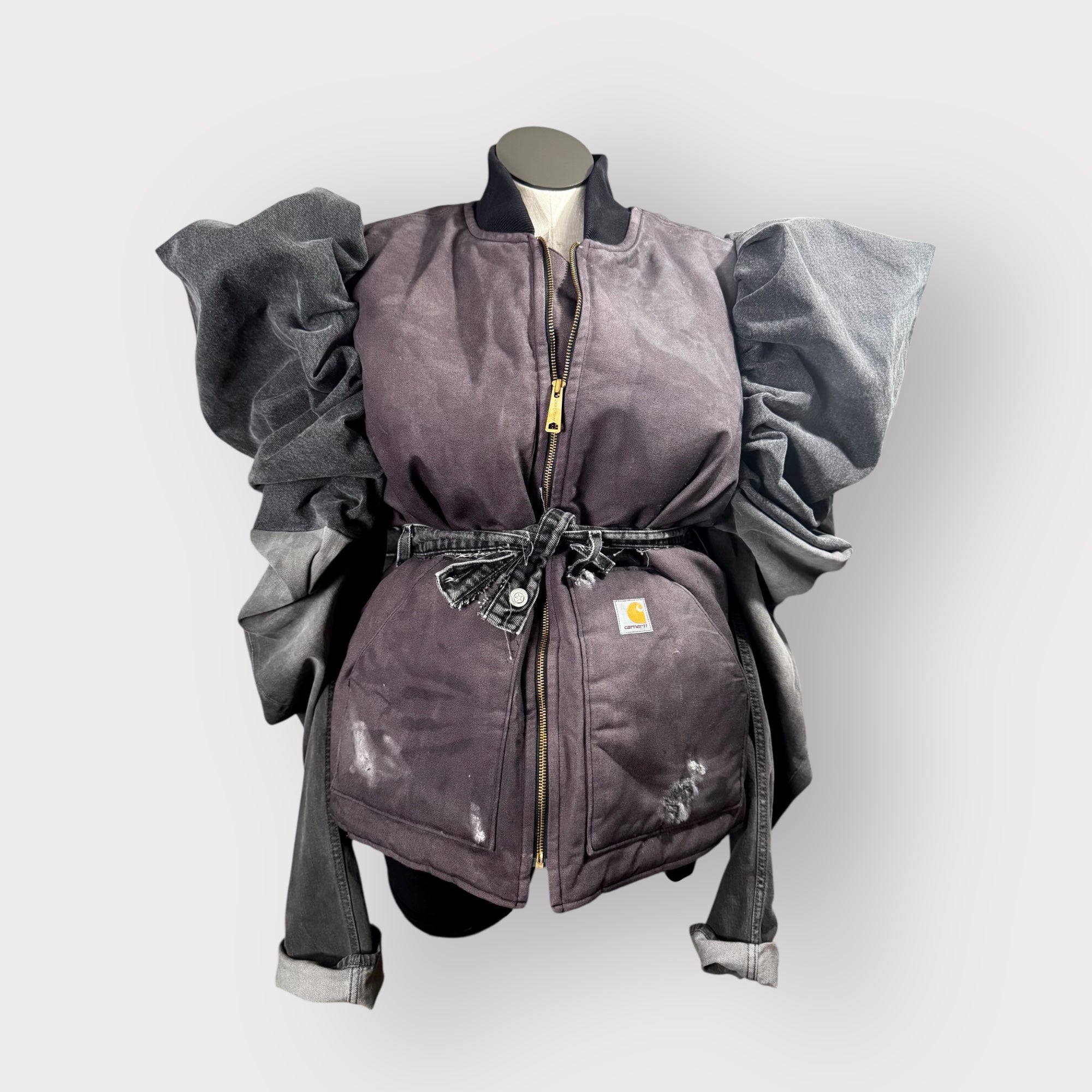 Ash Black Workwear to Runway Puffy Sleeve Coat